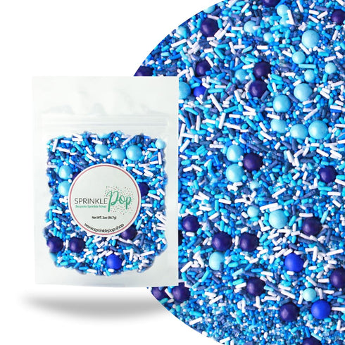 Sprinkle Pop Blue Ombre Sprinkle Mix| Monochromatic Blend of Blues & Navy Blue Sprinkles with White Pops| Undersea Themed Sprinkles Made In USA fo...