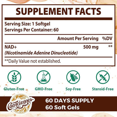 Liposomal NAD+ 500 MG Supplement, True NAD plus Supplement, Superior Absorption, Boost NAD+ More Efficient than Nicotinamide Riboside for Cellular...