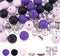 Magibeads 30Pcs 15mm Black and Purple Round Silicone Focal Beads Keychain Making Kit with Bowknot Rhinestone Spacer Beads for Crafts DIY Beadable ...