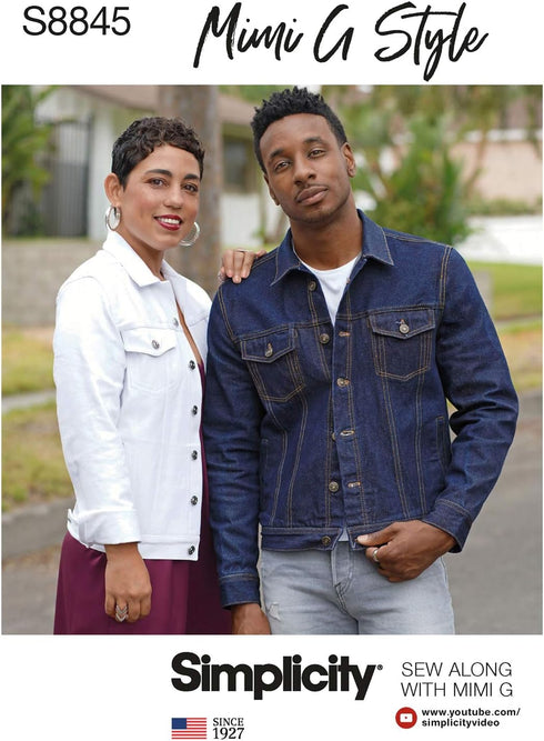 Simplicity Pattern S8845 Unisex Jean Jacket Sewing Pattern Kit by Mimi G Style, Code 8845, Sizes XS-XL...