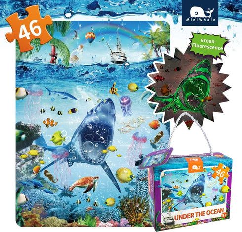 Kids Puzzle for Kids Ages 4-8 Ocean Floor Puzzle/Underwater Shark Pattern Design Puzzle/Raising Children Recognition Promotes Hand-Eye Coordinatio...