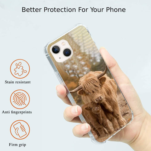 Cute Highland Cow and Cub Phone Case Compatible with iPhone 14 Plus?Cute Animals Pattern Silicone Shockproof TPU Bumper Protective Cover Case for ...