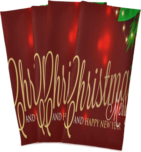 ALAZA Christmas Poinsettia and Snowflakes Decorative Kitchen Dish Towels Set of 4,Soft and Absorbent Kitchen Hand Towels Home Cleaning Towels Dish...