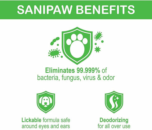 Protex PawZ SaniPaw Odor Eliminating Dog Paw Wipes (60 Wipes) Cleansing Dog Grooming Wipes, Simple & Safe Lickable Ingredients - Paw Cleaner for D...