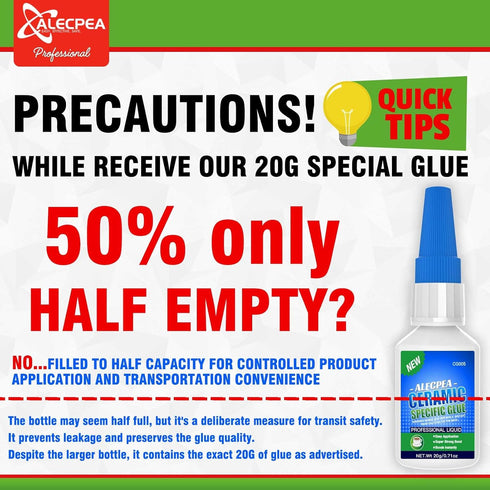 Ceramic Super Glue - 2Pack 20g Rapid-Setting Adhesive for Porcelain & Pottery Repair | Waterproof, High Strength for Dishes, Tiles, DIY Crafts...