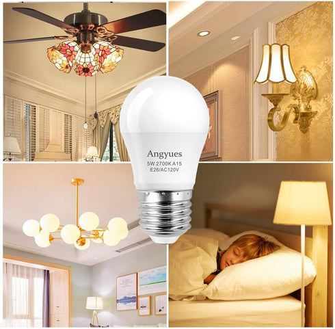 LED Bulb 120V 40W Equivalent Light Bulb, A15 LED Bulb Warm White 2700K Energy Saving Bulb, E26 Medium Screw Base Suitable for Domestic Bulbs 4 Pac...
