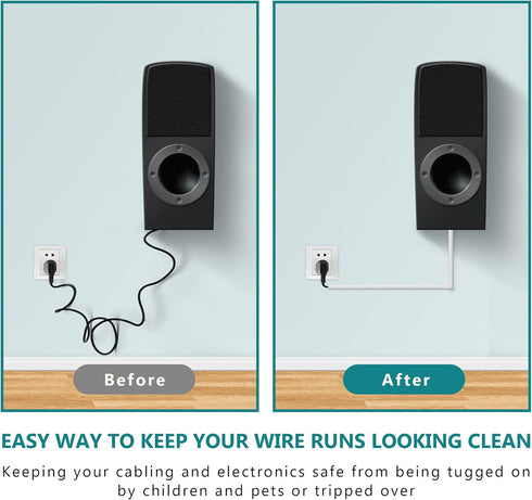 One Cord Cover Wall - 153in Mini Wire Hider, Wire Cover for Hiding Speaker Wire, Baby Monitor Cord - Paintable Wire Channel for Cable Concealer, 9...