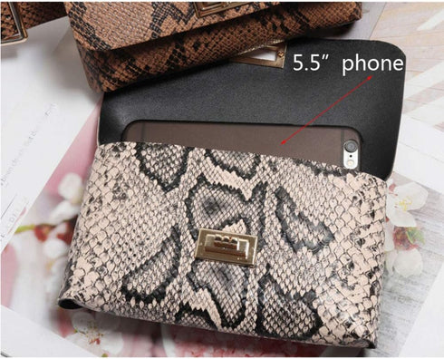 Small Faux Leather Elegant Snakeskin Waist Fanny Belt Pack Bag Phone Purse for Women Girls Travel...