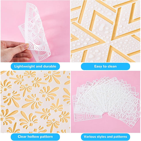 Tinlade 36 Pieces Geometric Stencils Painting Templates Mandala Art Drawing Stencil Templates for Scrapbooking Cookie Tile Furniture Wall Floor De...