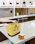 Toaster Cover 2 Slice, Bee Honey Gnomes Daisy Flower on Yellow White Buffalo Plaid Bread Maker Cover Toaster Dust Cover with Pockets, Dust-Proof C...