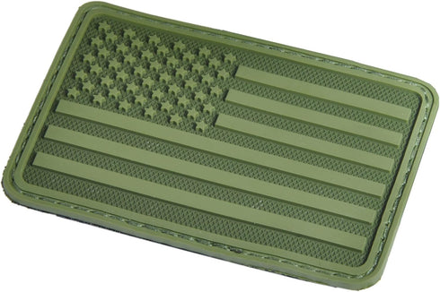 Hazard 4 (PAT-USA-L-GRN) US Flag Rubber 3D Hook-Backed Morale Patch, Left Arm, OD Green...