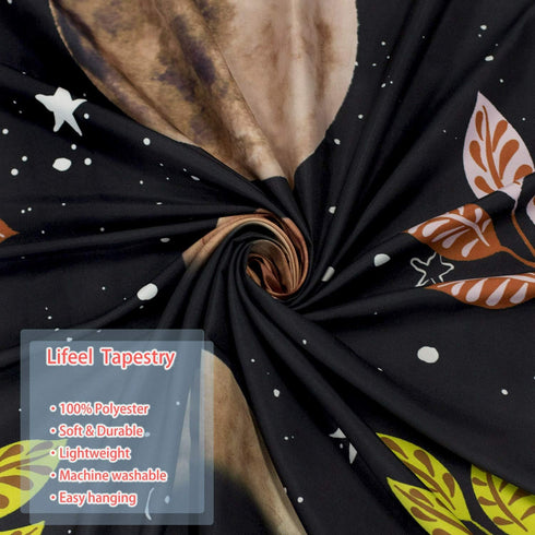 Lifeel Moonlit Garden Tapestry, Moon Phase Surrounded by Vines and Flowers Black Wall Decor Tapestry 60×80 inches...