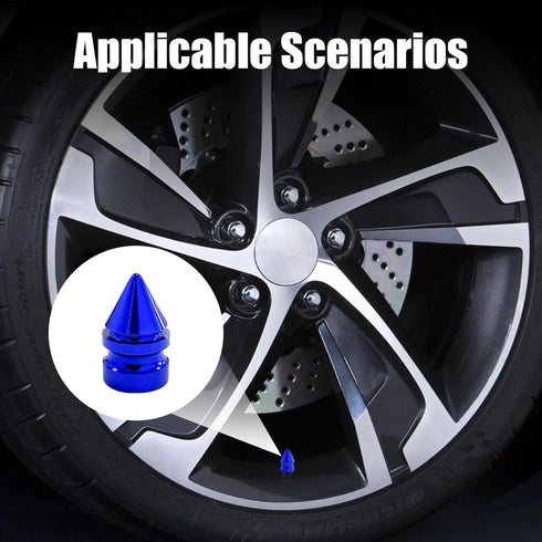 4 PCS Car Tire Valve Caps, Spiked Aluminum Alloy Tire Trim Accessories, Dustproof Tire Wheel Stem Covers, Universal Air Stem Cap for Auto, Trucks,...