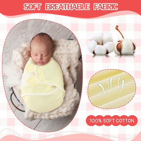 2 Pcs Preemie Swaddle Preemie Swaddle Wrap Adjustable Swaddle Blanket Preemie Cotton Swaddle Blanket for Preemie Boys Girls Sleep (Pink, Yellow)...