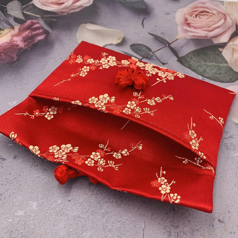 4 Pcs Silk Red Envelopes Lucky Money Pockets Hongbao Chinese Element Invitation Envelop for Wedding, New Year, Spring Festival...