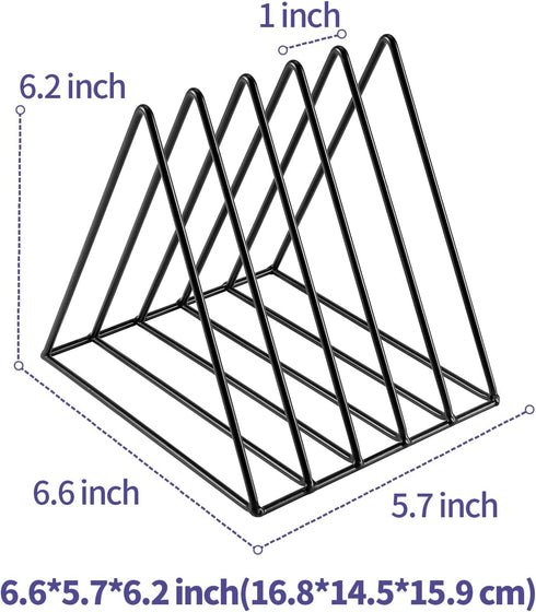 Goiio 1 Pcs Triangle File Holder, 5 Slot Metal Magazine Holder, for Office Home, Black...