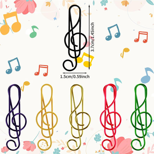 50PCS Music Paper Clips Music Note Paper Clips Cute Metal Musical Treble Clef Paper Clips Musical Notes Clips Fancy Fun Paper Clip Music Bookmark ...