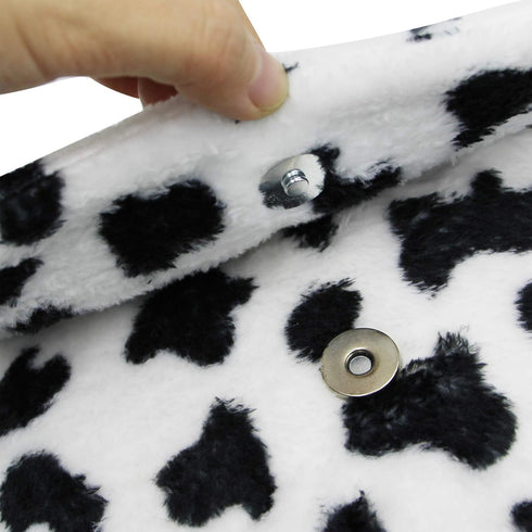 Women Faux Fur Shoulder Bag Fluffy Plush Handbag Leopard Cow Print Clutch Wallet with Chain Strap for Girls Ladies...