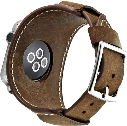 Compatible with Apple Watch Bands 38mm 40mm 41mm 42mm(Series 10 Genuine Leather Strap Sport Retro Wristbands for iWatch Band Series 10 9 8 7 6 5 4...