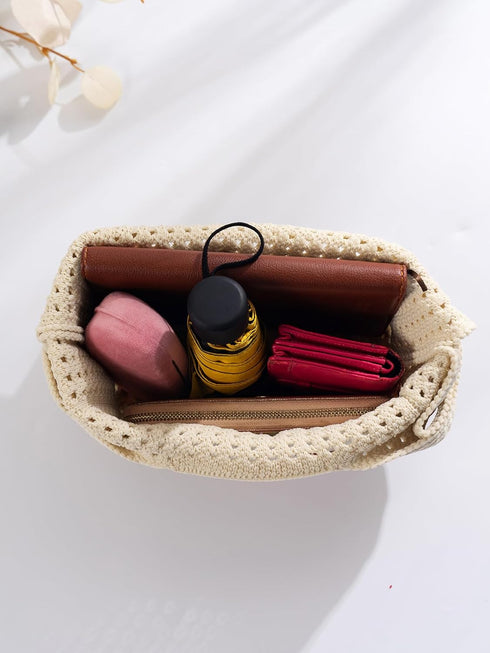 Verdusa Women's Hollow Out Knit Handbag Casual Solid Crochet Purse Bags...