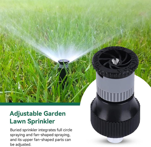 6PCS Lawn Sprinkler Garden Sprinkler, 360° Rotating Buried Spray Nozzle Large Area Coverage Automatic Lawn Sprinkler Heads G1/2 Female Thread Adju...