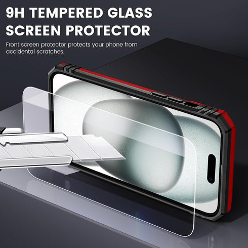 Maxdara for iPhone 15 Slide Camera Cover Case with Screen Protector, with Built-in 360°Rotate Ring Stand Magnetic Car Mount Cover Case for iPhone ...