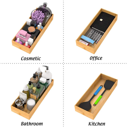 Bathroom Vanity Tray Organizer Bamboo, Small Wood Tray for Bathroom Counter Kicthen Drawer, Rectangular Toilet Paper Storage Basket Box, Guest Sin...