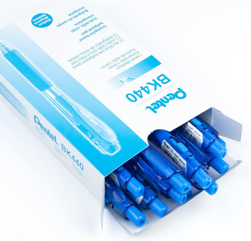 Pentel WOW! Retractable Ballpoint Pens, Medium Line, Sky Blue Ink, Box of 12 (BK440-S)...