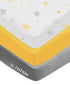 American Baby Company 3 Pack Fitted Mini Crib Sheet 24" x 38", Soft Breathable Neutral 100% Cotton Jersey Portable Sheet, Yellow Star/Yellow/Gray,...