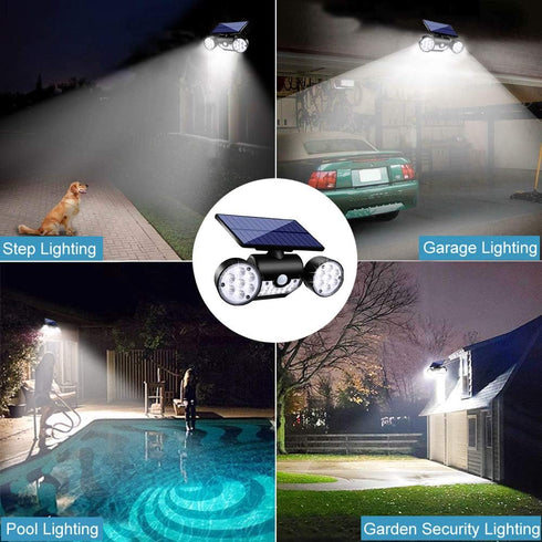 Solar Lights Outdoor, Motion Sensor Security Lights Solar Wall Lights with Dual Head Spotlights LED Waterproof 360° Adjustable Solar Motion Lights...