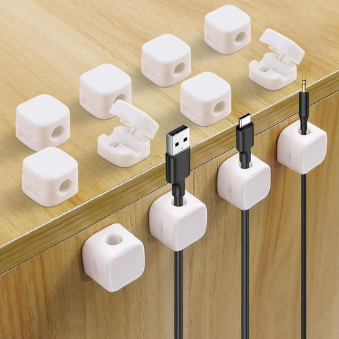 12 Pack Cord Organizer, Magnetic Cable Management Clips for Desktop, Self Adhesive Wire Charger Keeper for Phone, Kitchen Appliances, Earphone Org...