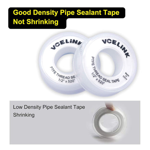 VCELINK PTFE Plumbers Tape 6-Pack, Industrial Water Sealant Thread Tape, 520" Length, 1/2" Width, Plumbing Teflon Tape for Shower Head and Pipe Th...