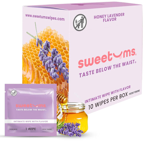 Flavored Feminine Wipes For Women, Individually Wrapped - pH Balanced Wipes - Honey Lavender, Pack of 10...