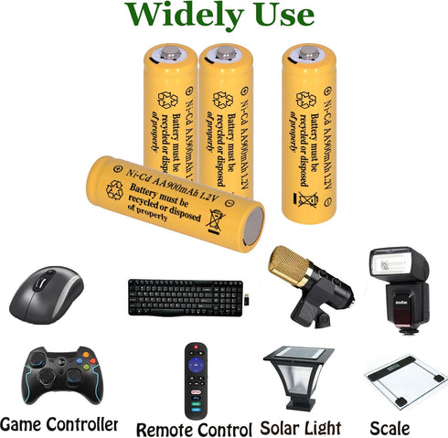 8 Packs 1.2V AA 900mAh Ni-CD Rechargeable Solar Light Batteries for Outdoor Solar Lights, String Lights, Garden Lights, Solar Wall Lights...