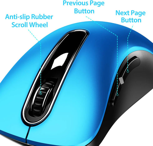memzuoix 2.4G Portable Wireless Mouse, 1400 DPI Mobile Optical Cordless Mice with USB Receiver for Computer, Laptop, PC, Desktop, MacBook, 5 Butto...