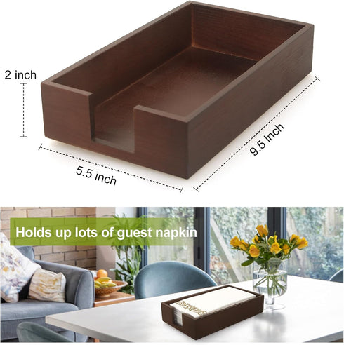 Wooden Napkin Holder Paper Guest Towels Holder for Bathroom Napkin Holder Disposable Hand Towel Tray for Countertop Rustic Table Napkin Holder Far...