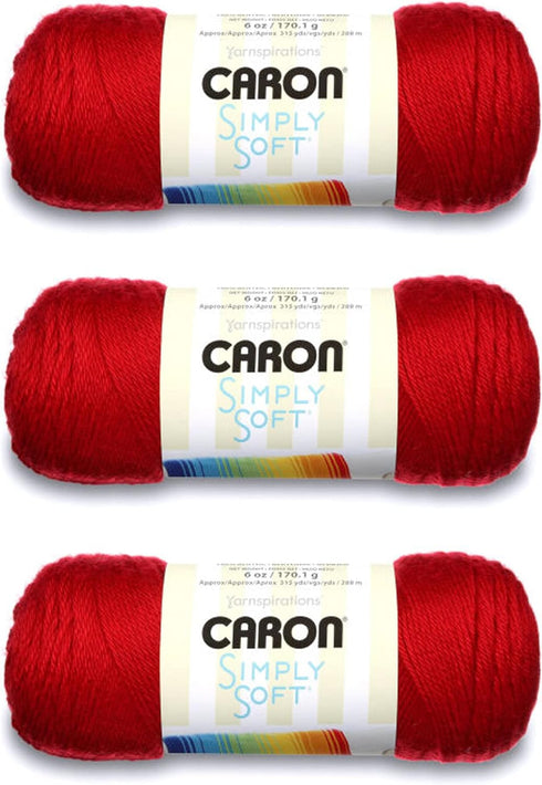 Caron Simply Soft Harvest Red Yarn - 3 Pack of 170g/6oz - Acrylic - 4 Medium (Worsted) - 315 Yards - Knitting, Crocheting & Crafts......