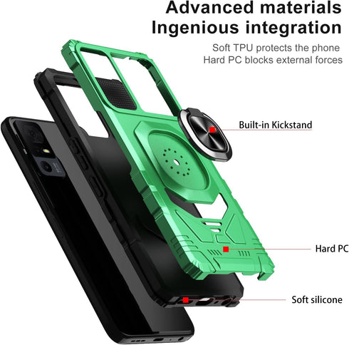 Customerfirst for TCL 40-XE 5G Phone Case, with Tempered Glass Screen Protector, Ring Kickstand for Magnetic Car Mount, Military Grade, Heavy Duty...