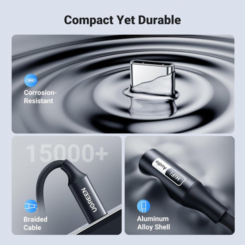 UGREEN USB C to 3.5mm Audio Adapter, Hi-Res 32bit/384KHz USB C to Aux Dongle HiFi Headphone Jack Cable Cord Compatible with iPhone 15 Pro Max Plus...
