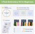 Magibeads 3 Sets Flower Leaf Water Soluble Embroidery Starter Kit Cross Stitch Patterns Crochet Kit with Embroidery Thread Fabric Instruction Knit...