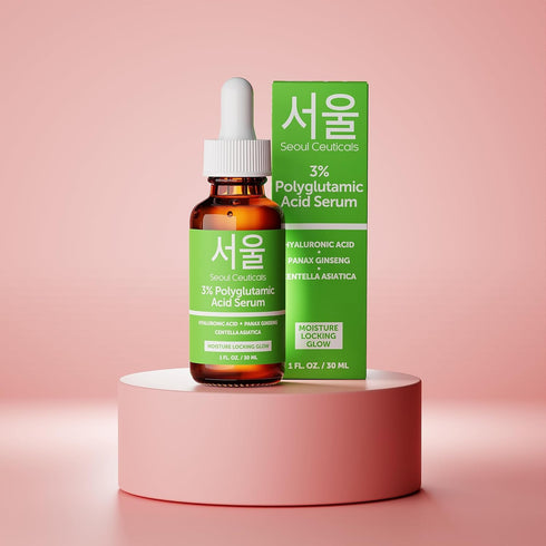 SeoulCeuticals Organic Polyglutamic Acid Serum - Korean Skin Care + Hyaluronic Acid + Centella Asiatica - K Beauty Anti Aging - Healthy Glowing Sk...