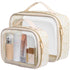 PACKISM Floral Texture Lace TSA Approved Toiletry Bag - 180° Large Opening Clear Makeup Bags for Traveling, in 2 Size TSA Liquid Bag with Handle, ...