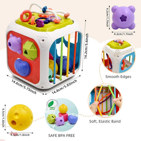 AiTuiTui Baby Toys 12 18 Months, Sensory Montessori Toys for 1 2 Year Old Boy Girl Gifts, 7 in 1 Multifunction Educational Toys with Shape Sorter ...