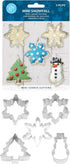R&M International Mini Snowfall Cookie Cutters, Snowman, Tree, 3 Snowflakes, 5-Piece Set...
