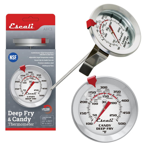 Escali AHC1 Stainless Steel Deep Frying and Candy Thermometer with Pot Clip, 5-Inch Probe with Candy Temperature Zones, NSF Certified...