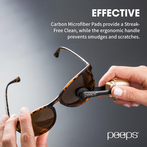 CarbonKlean Peeps Glasses Cleaner - for Eyeglasses, Reading Glasses, and More - Lens Cleaner with Carbon Microfiber Tech - Blue Soft Touch - 1 Cou...