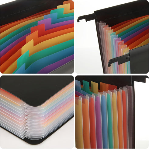 4PCS Expanding Hanging File Folders Letter Size, 13 Accordian Pockets Expandable Accordion Hanging File Folder Organizer with Labels for Filing Ca...