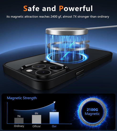 FNTCASE for iPhone 15 Pro-Max Case: Strong Magnetic Phone Case with Screen Protector | Camera Protector Translucent Matte Slim Shockproof Military...