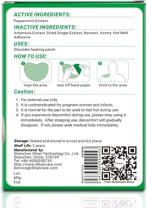 Shoulder Patches - 24 Count Warming Herbal Plaster Maximum Strength Heat Patches, 8 Hours Deep Heating Extra Strength Joint Patch of Shoulder, Kne...