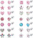 14 Pairs Surgical Steel Screw Back Earrings Sets Hypoallergenic Screw Back Stud Earrings Cute Heart Tiny CZ Flower Pink Stud Earrings for Women...